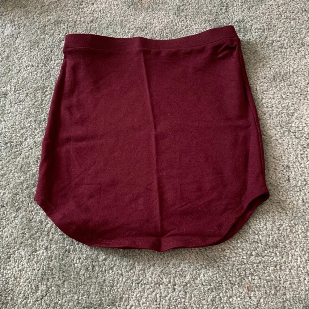 burgundy mini skirt